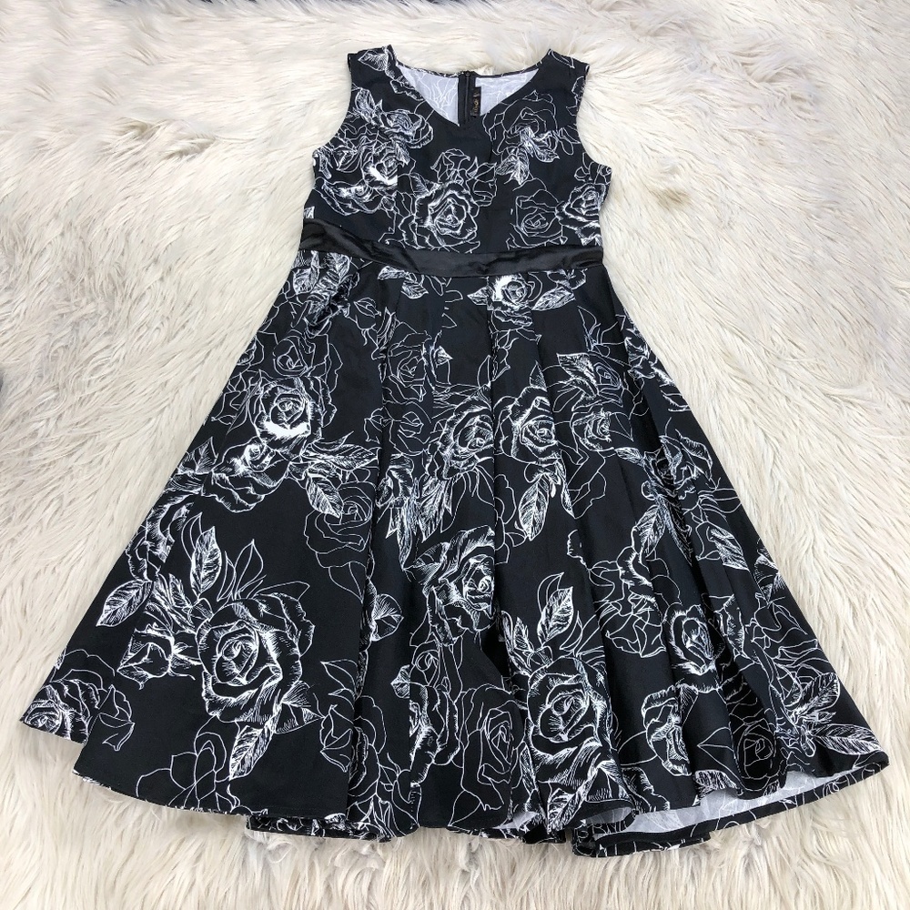 Anni Coco Rose Print Fit Flare Dress